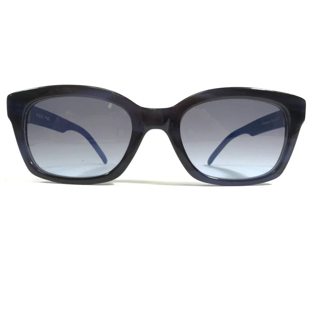 Robert Marc Sunglasses 682-222 Black Blue Tortoise Square Frames w/ Blue Lenses